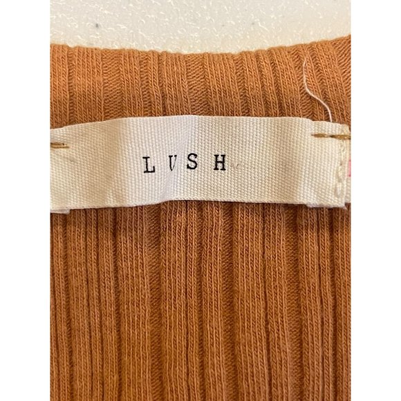 Lush Womens Knitted Tank Dress Sleeveless Side Slit Round Neck Rust Size Medium - Picture 4 of 6